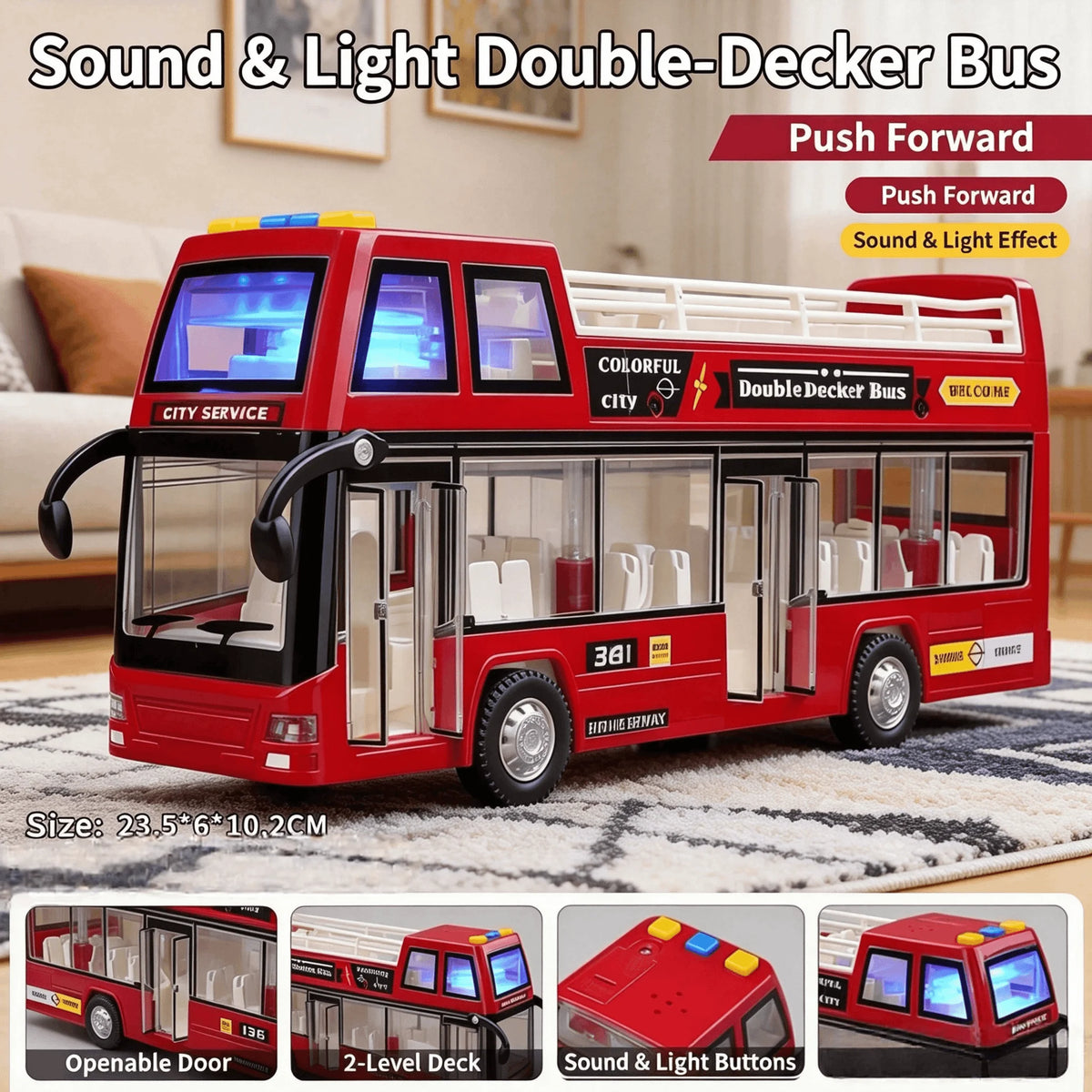 Large Size Light Music Inertia Bus Model Pull Back Cars Simulation Bus High Quality Drop-resistant Educational Toys Gifts