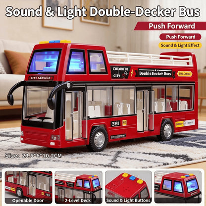 Large Size Light Music Inertia Bus Model Pull Back Cars Simulation Bus High Quality Drop-resistant Educational Toys Gifts
