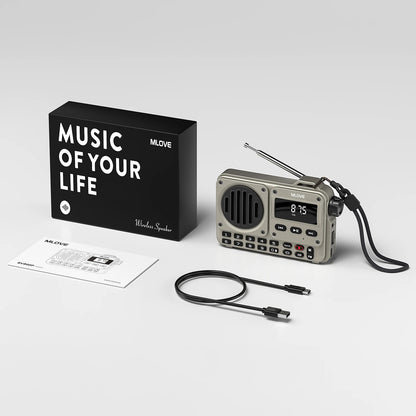 MLOVE BV800P Portable Bluetooth Speaker with FM Radio And MP3 Player Features USB TF Card AUX Antenna All-in-One Audio