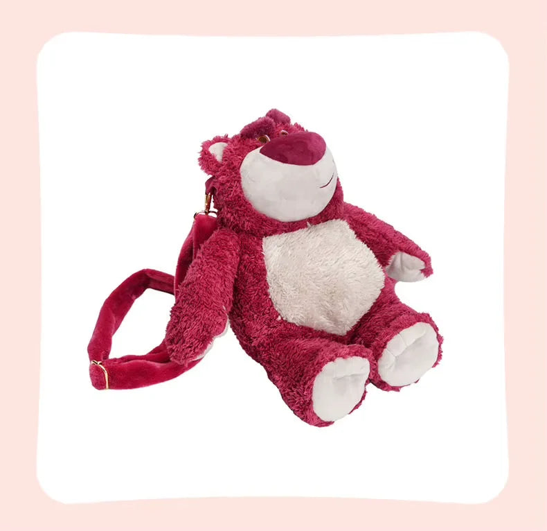 In Stock Original Potdemiel Disney Lotso Strawberry Bear Plush Backpack Cartoon Stuffed Doll Bag Cute Collectible Birthday Gift