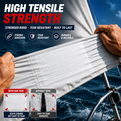 Heavy Duty Sail Repair Tape Waterproof Marine Adhesive Patch for Boat Sail Canvas Tarp PVC Fabric Outdoor Emergency Fix