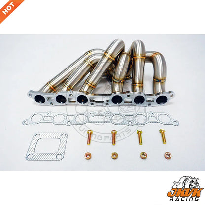 JKVK RACING SS304 3mm Steam Pipe  Equal Length  T4  Header for Supra MK4 2JZGE 2JZ GE Turbo Manifold