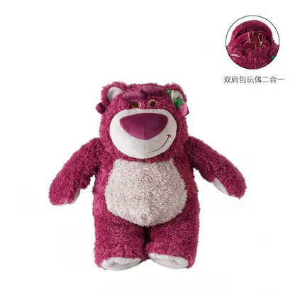 In Stock Original Potdemiel Disney Lotso Strawberry Bear Plush Backpack Cartoon Stuffed Doll Bag Cute Collectible Birthday Gift