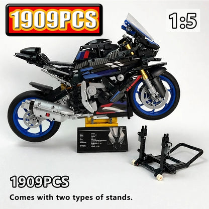 MOC Cool Superbike Model Kit 1909PCS Black Red Blue Edition 5 Scale Racing Motorcycle Building Blocks for Adults Holiday Gifts