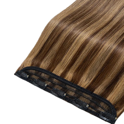 3/4 Full Head Body Wave Clip In Hair Extensions 16-26 Inch One Piece Clip In Human Hair Extensions Natural Color Clip Ins 120G
