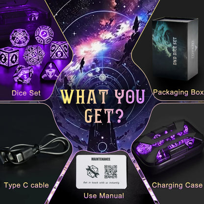 Light up Dice DND ，LED Dice Set Rechargeable for Role Playing Game Gifts, Polyhedral D and D Dice with Charging Box
