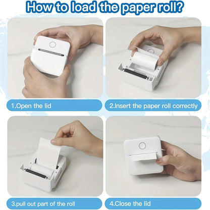Wireless Mini Photo Printer Set with 5 Sticker Rolls & 5 Thermal Paper, Bluetooth Mobile Printing for Pictures, Photos, Labels