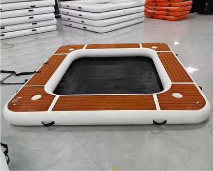 Stock Inflatable Swim Dock Platform 13x10FT - Floating Dock With EVA Non-Slip Surface Platform Dock for Pool, Beach, Ocean Use
