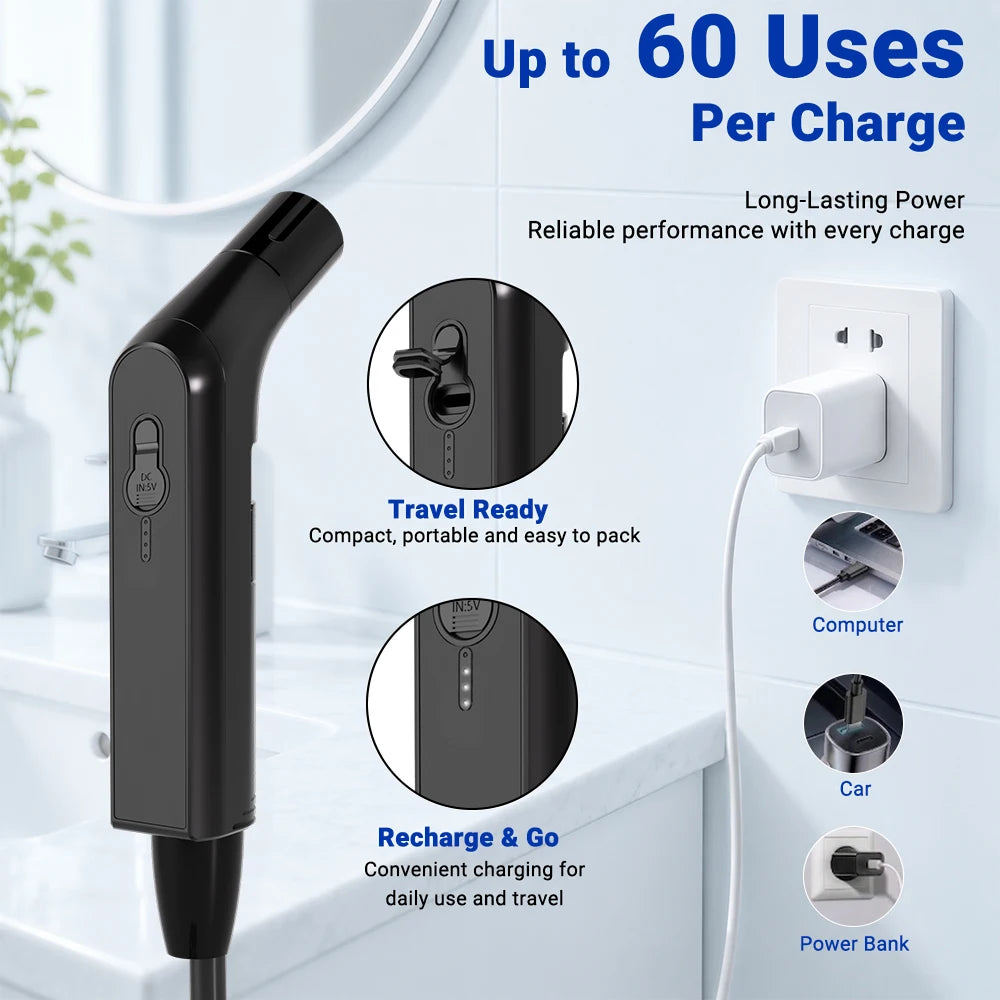 Wower Portable Electric Bidet for Personal Hygiene Cleaning 2.3L Shattaf Rechargeable Travel Camping Bidet Shower Sprayer