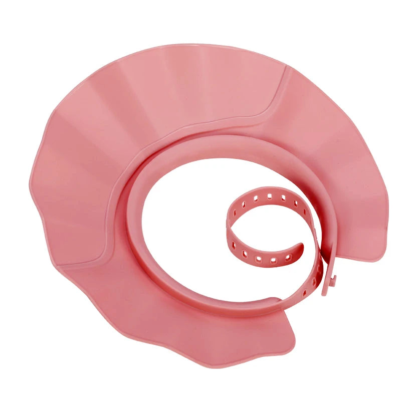 1pc Baby Adjustable Shower Cap Ear Protection Safe Shampoo Bathing Soft Hat Tpe Material Reusable Multi-Functional Sun Hat