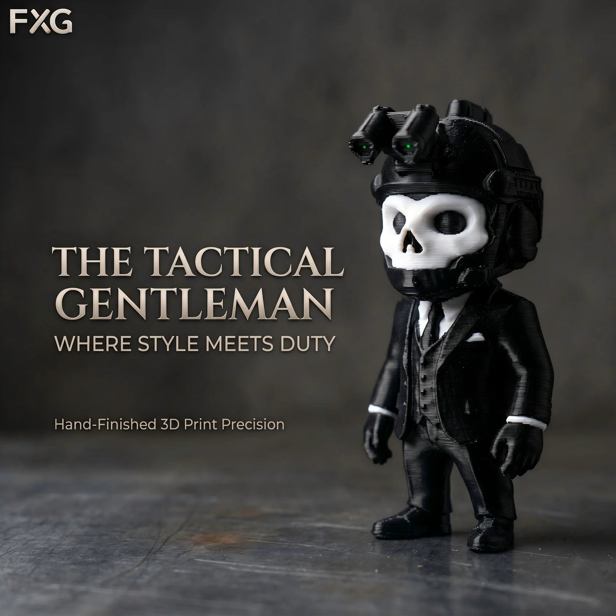 The Tactical Gentleman Figurine Ornament, Suit Tactical Style Desk Decor Accent, Suit Skull Tactical Soldier Sculpture