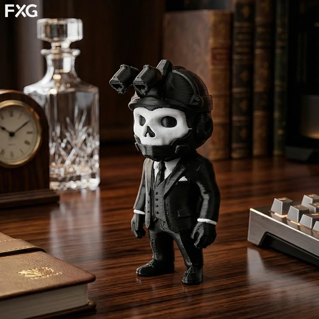 The Tactical Gentleman Figurine Ornament, Suit Tactical Style Desk Decor Accent, Suit Skull Tactical Soldier Sculpture