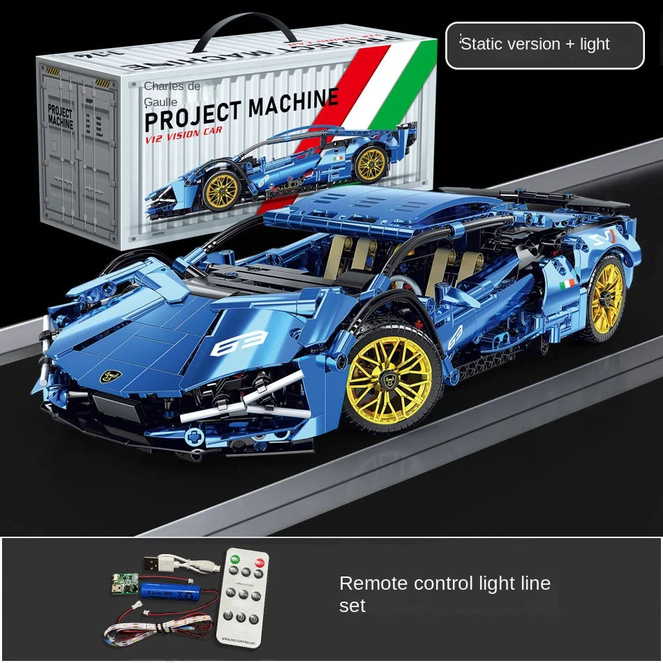 1280PCS Black Samurai Remote Control Sports Car Model DIY Building Blocks Racing Puzzle Toy for Children Gift