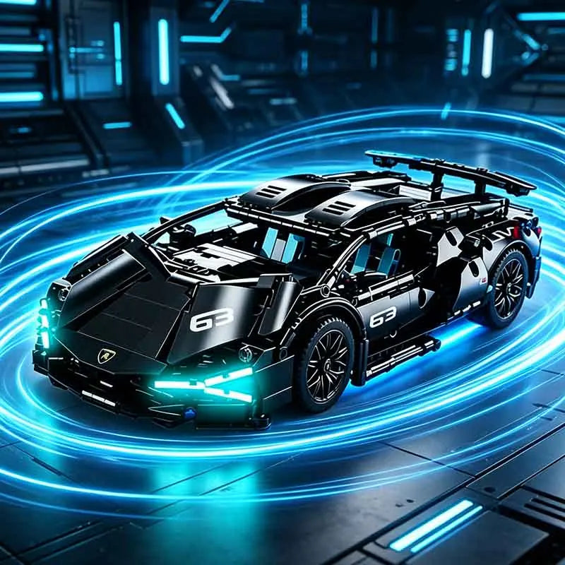 1280PCS Black Samurai Remote Control Sports Car Model DIY Building Blocks Racing Puzzle Toy Ornament for Boys' Birthday Gift