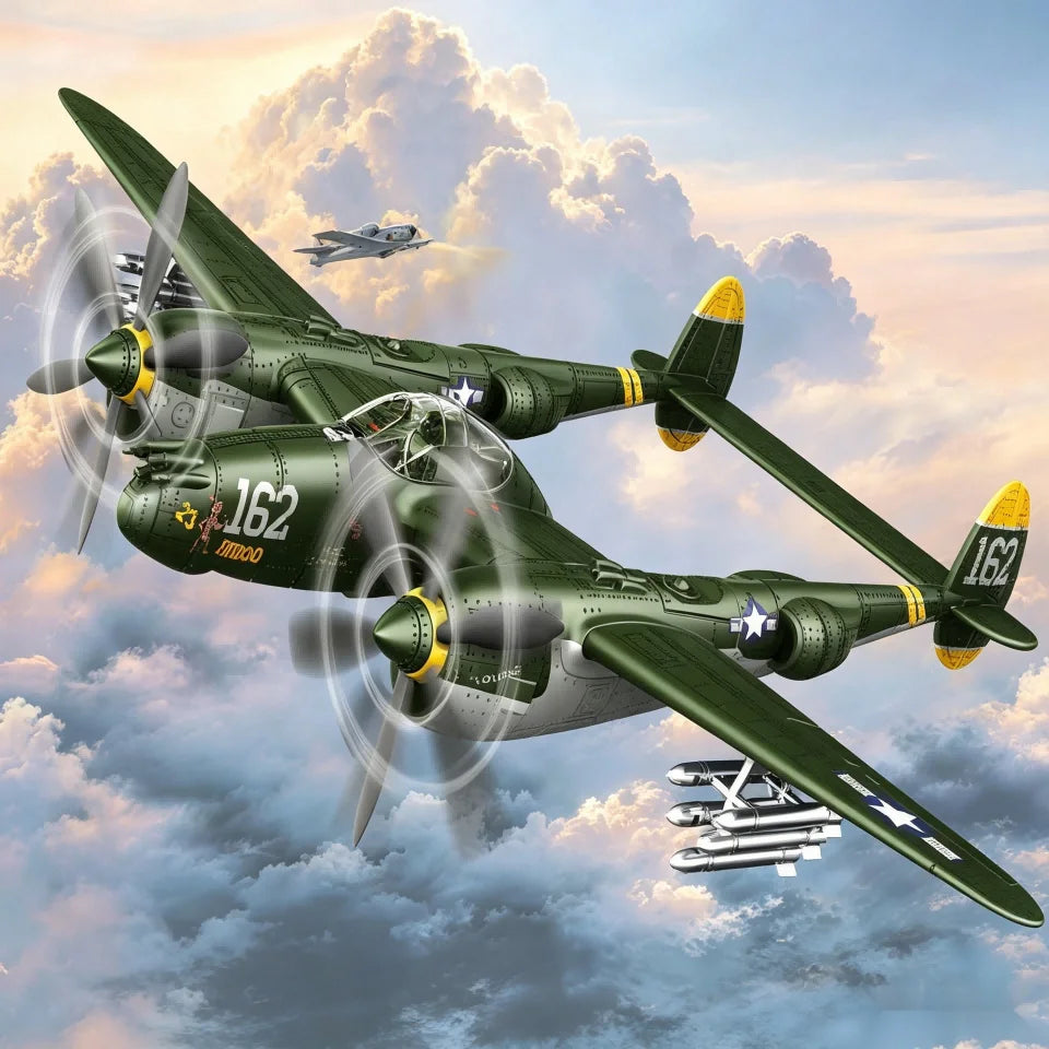 1:48 Military Airplane Assembly Model Lockheed P-38J Lightning Scale Model Kit Decorative Supplies Holiday Gifts