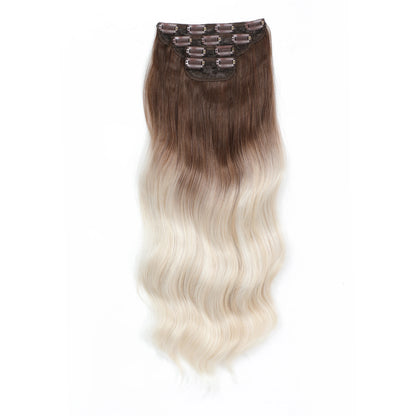 24Inches 220Grams Body Wave Clips In Piano Blond 27/613 M888 Bio Protain High Temperature Synthetic Hair Extensions 4Pcs/Lot