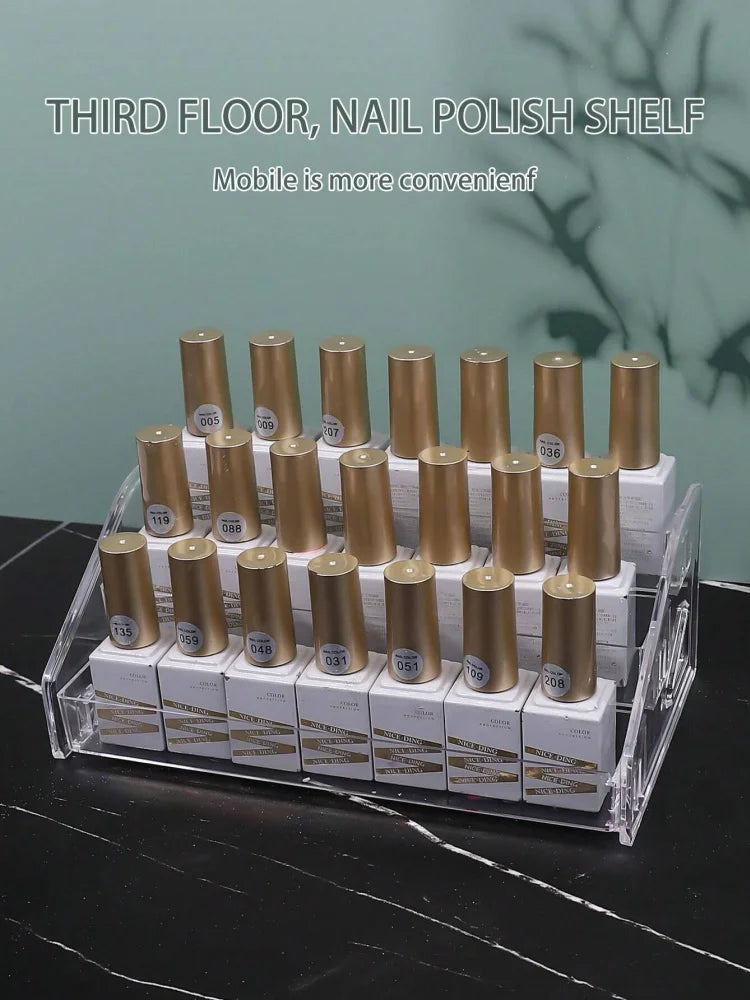 3 Layers Acrylic Nail Polish Display Rack Transparent Cosmetic Organizer Multi-layer Simple Mounting Rack Stand Holder