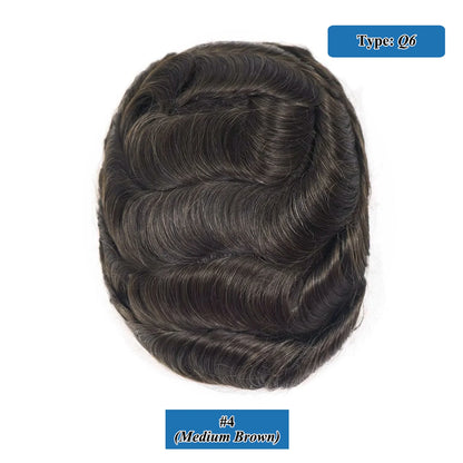Q6 Lace Toupee Men Europe Human Hair Male Wig Swiss Lace Front Men Hair Replacement System Unit Man Wig Natural Hair Prosthesis