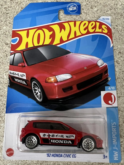 Hot Wheels Red 92 Honda Civic EG 95/250 HW J-Imports 4/10