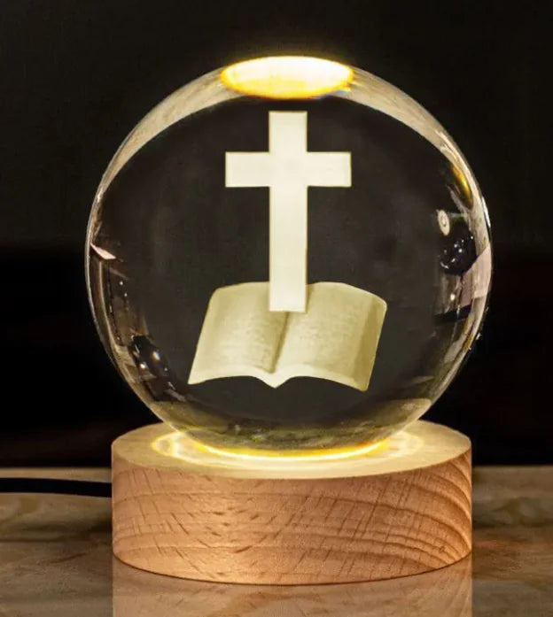 Glow Crystal Desk Ornament with wood base