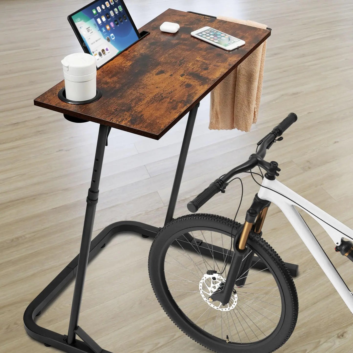 Adjustable Bike Trainer Fitness Desk Workstation Standing Desk for Treadmill Cycling Cycle Desk Trainer Stand Table for Indoor Workstation