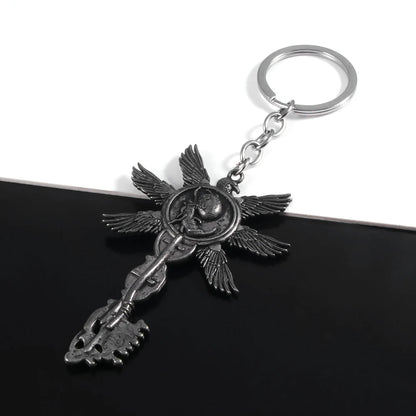 Game Residents Evils 8 Village Keychain Vintage Six-Winged Unborn Key Pendant Keyring For Men Women Bag Car Key Holder Jewelry