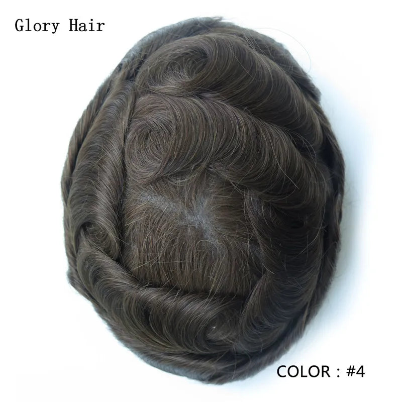 0.12-0.14mm Injected Male Hair Prosthesis Injection Thin Skin Toupee Man Wigs Human Hair Men's Capillary Prothesis For Hair Loss