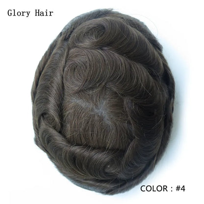 0.12-0.14mm Injected Male Hair Prosthesis Injection Thin Skin Toupee Man Wigs Human Hair Men's Capillary Prothesis For Hair Loss