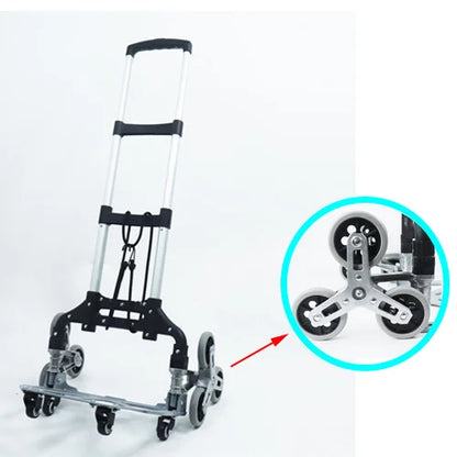 100KG All Terrain Stair Climbing Cart Hand Truck with Bungee Cord Folding Trolley for Upstairs Cargo with 6 Crystal Wheels 트롤리