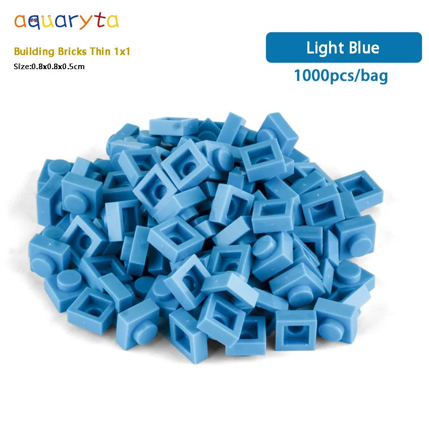 Aquaryta 1000pcs Building Bricks Thin 1X1 Bulk Compatible With Logo 3024 Educational Assemblage Construction Toys Gift for Kids