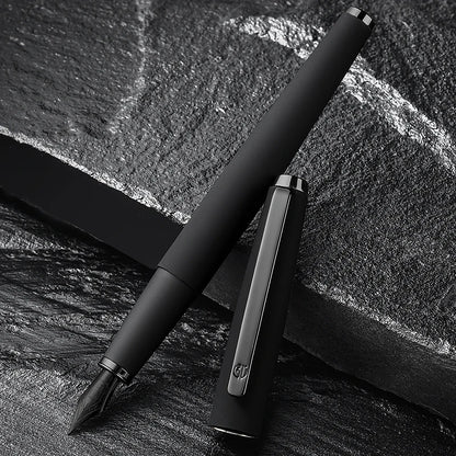 LT Hongdian 517D Black Warrior Fountain Pen with Black Titanium Nib Custom Engraving for Office And Student Use