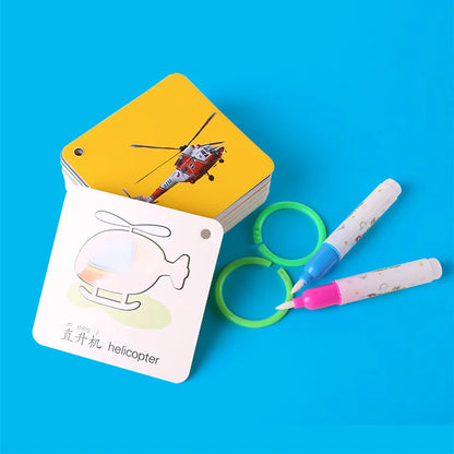 New Montessori Reusable Magic Water Drawing Book for Kids Coloring Picture Card Recognition Painting Board Educational Toys