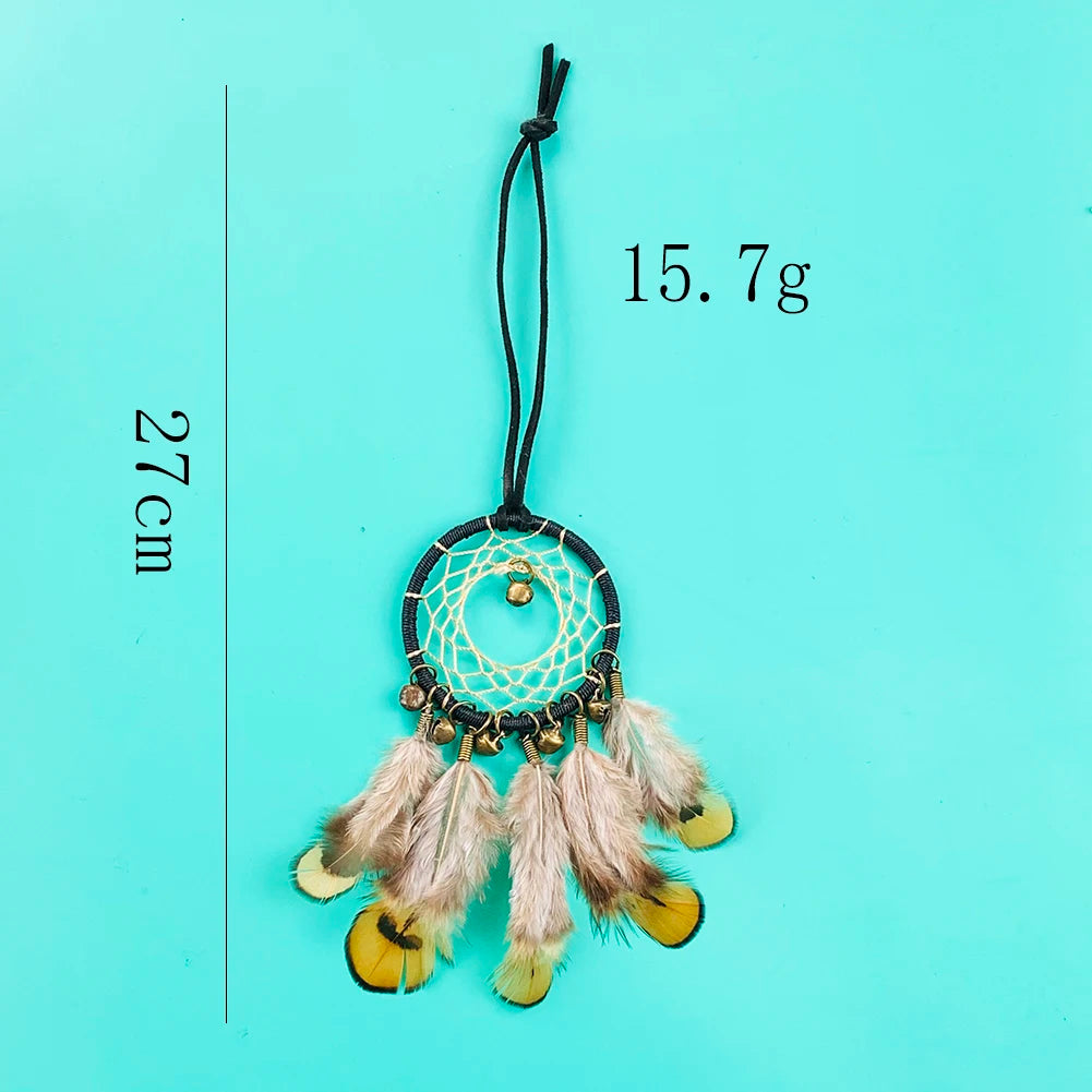 Indian Style Bell Feather Dream Catcher Wall Car Hanging Decoration Wind Chimes Girls Kids Aesthetic Room Decor Accessories Gift