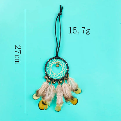 Indian Style Bell Feather Dream Catcher Wall Car Hanging Decoration Wind Chimes Girls Kids Aesthetic Room Decor Accessories Gift