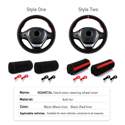 Fur Steering Wheel Cover For Car Universal 38cm Braided Car Steering Wheel Protection Cover Leather Anti Slip Interior Parts