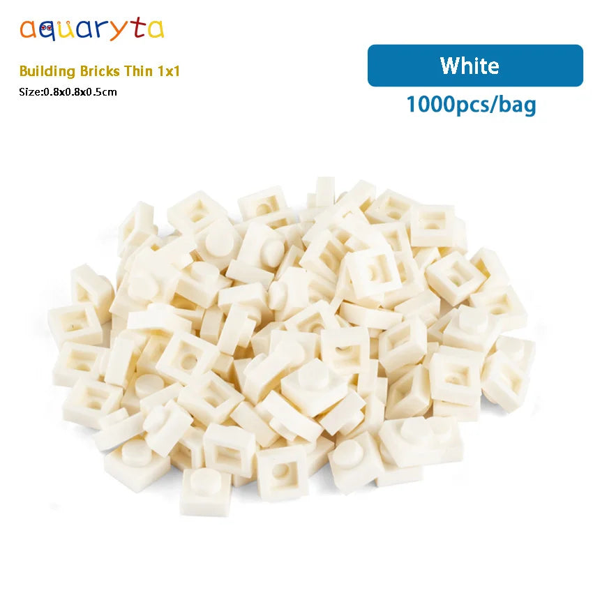 Aquaryta 1000pcs Building Bricks Thin 1X1 Bulk Compatible With Logo 3024 Educational Assemblage Construction Toys Gift for Kids