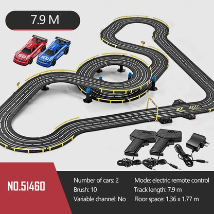 Electric Powered Slot Car Racing Kids Toy Race Track Set Includes 2 Hand Controllers Featuring 1:43 Scale