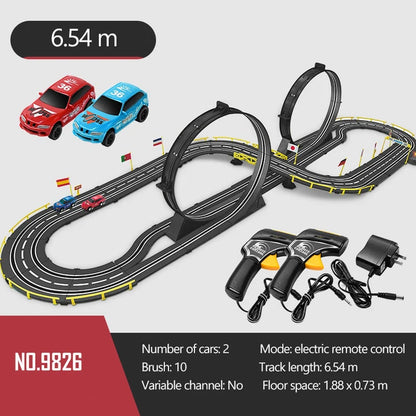 Electric Powered Slot Car Racing Kids Toy Race Track Set Includes 2 Hand Controllers Featuring 1:43 Scale