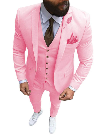 Men's Suits Prom Tuxedo Slim Fit 3 Piece Groom Wedding Suit For Men Custom Blazer Terno Masuclino 3 Pieces (jacket+vest+pant)