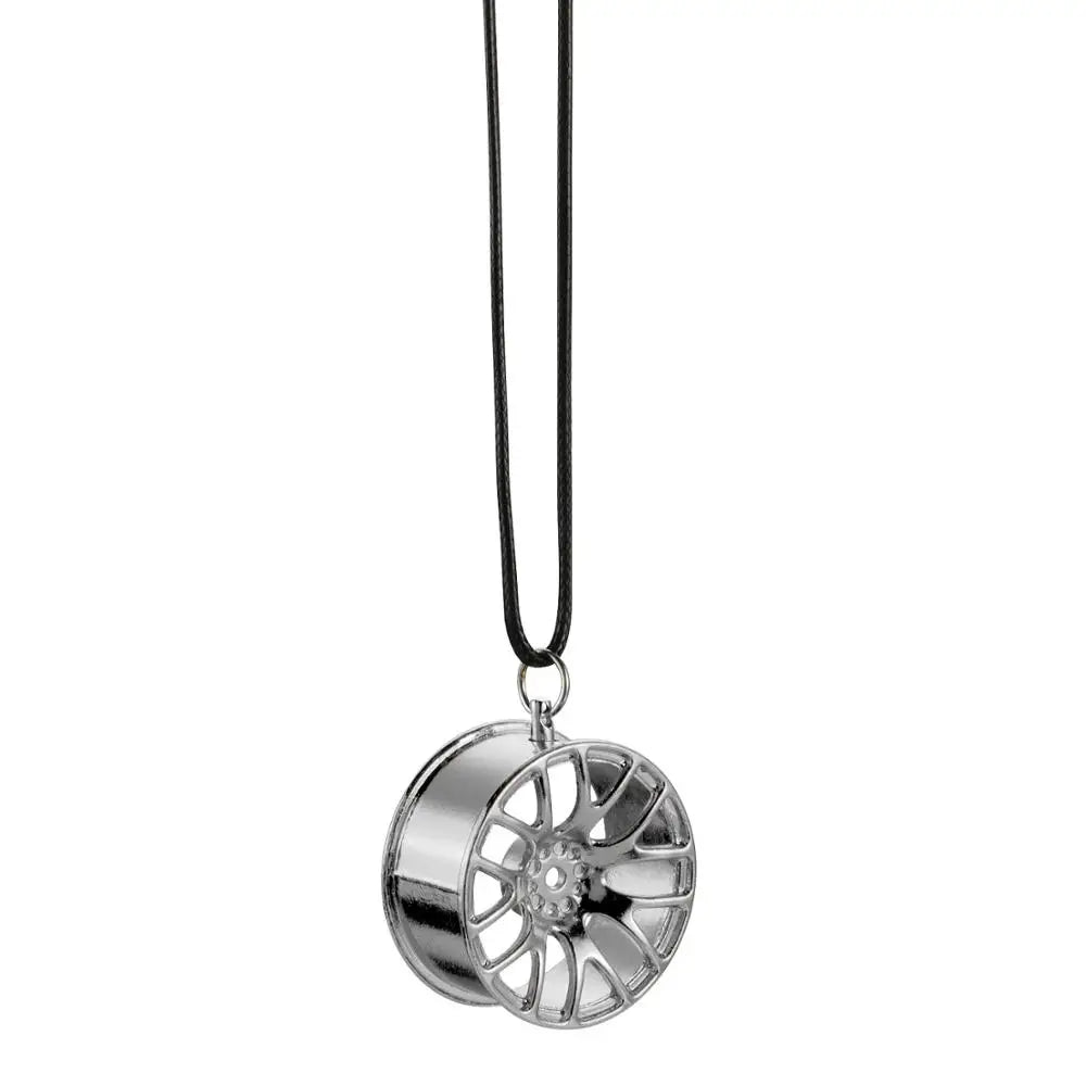 Car Ornament Pendant Metal Wheel Hub Flywheel Hanging Hip-hop Auto Interior Rear View Mirror Decoration Dangle Trim Accessories