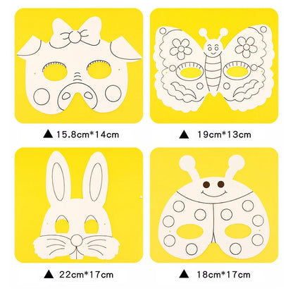 8Pcs Cartoon Animal Painting Masks Diy Color Kindergarten Graffiti Coloring Crafts Toys Children Creative Hand-Painted Fun Toys