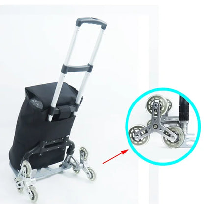 100KG All Terrain Stair Climbing Cart Hand Truck with Bungee Cord Folding Trolley for Upstairs Cargo with 6 Crystal Wheels 트롤리