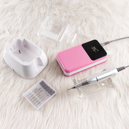 SIMINAIL Rectangle Nail Drill Rechargeable Desktop Base 35000RPM Manicure Electric Machine Nail File Pedicure Cordless Drilling