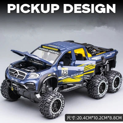 1:28 X-Class 6*6 Wheel Alloy Pickup Car Model Diecast & Toy Metal Off-road Vehicles Car Model High Simulation Childrens Toy Gift