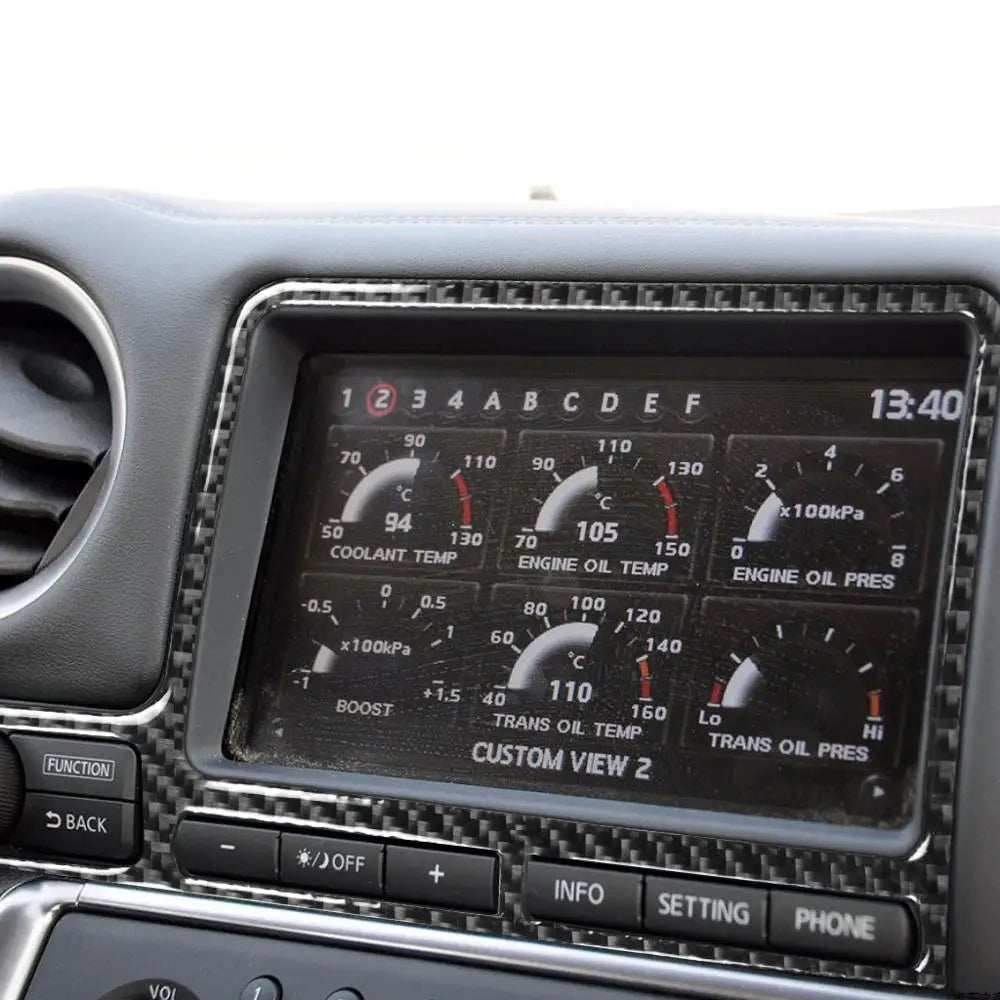 For Nissan GTR R35 2008-2016 Accessories Carbon Fiber Car Interior Navigation Display Surround Frame Cover Trim Sticker
