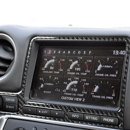 For Nissan GTR R35 2008-2016 Accessories Carbon Fiber Car Interior Navigation Display Surround Frame Cover Trim Sticker
