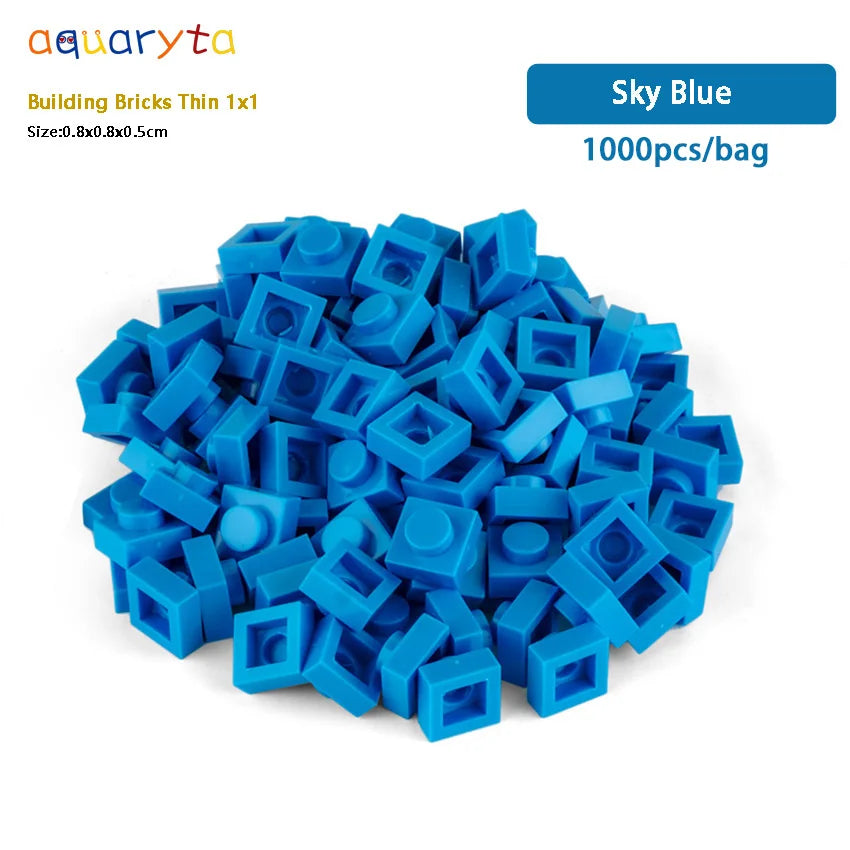 Aquaryta 1000pcs Building Bricks Thin 1X1 Bulk Compatible With Logo 3024 Educational Assemblage Construction Toys Gift for Kids
