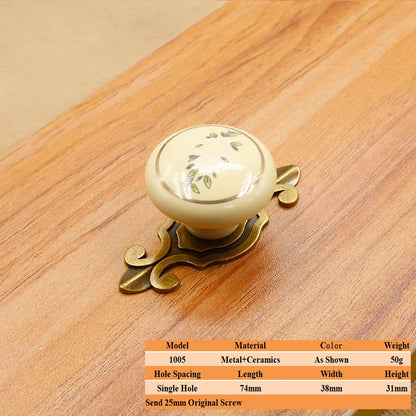 LSTABAN New Chinese Modern Simple Drawer Cupboard Wardrobe Wine Cabinet Bookcase Ceramic Single Hole Zinc Alloy Round Handle