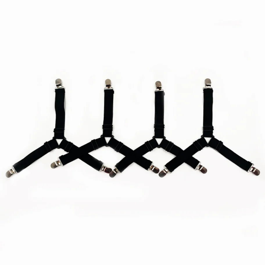 4PCS/Set Elastic Bed Sheet Grippers Adjustable Belt Fastener Clips Mattress Cover Blankets Holder Sofa Fixation Organize Gadgets