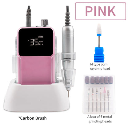 SIMINAIL Rectangle Nail Drill Rechargeable Desktop Base 35000RPM Manicure Electric Machine Nail File Pedicure Cordless Drilling